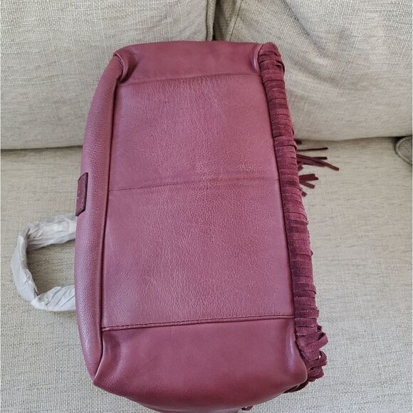 Frye Vivian Leather Fringe Tote Bag in Brick - NEW - Picture 10 of 13